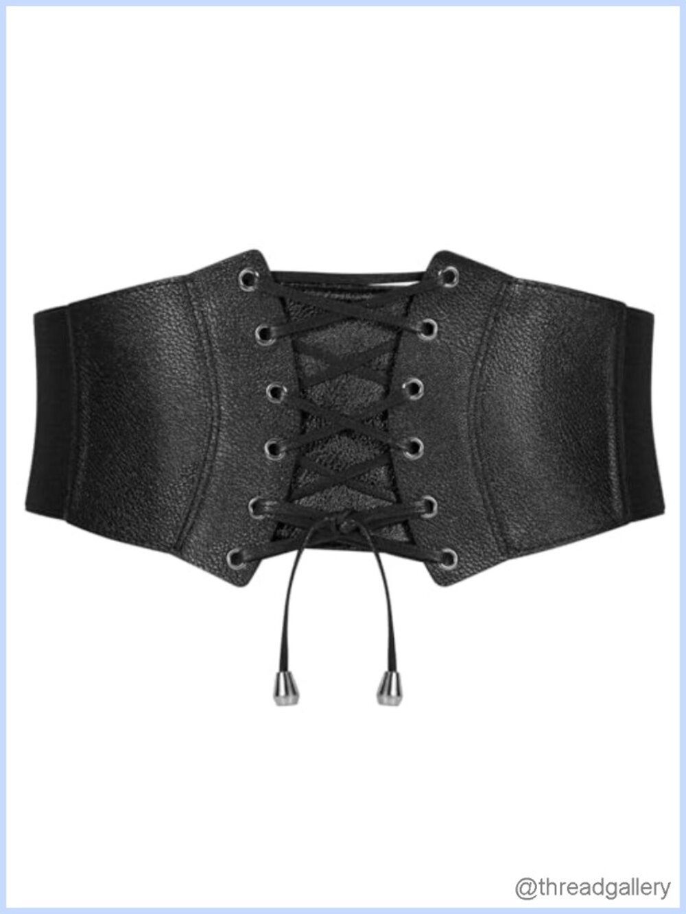Wide Faux Leather Lace-Up Corset Belt Elastic Retro Waspie Waist Belt